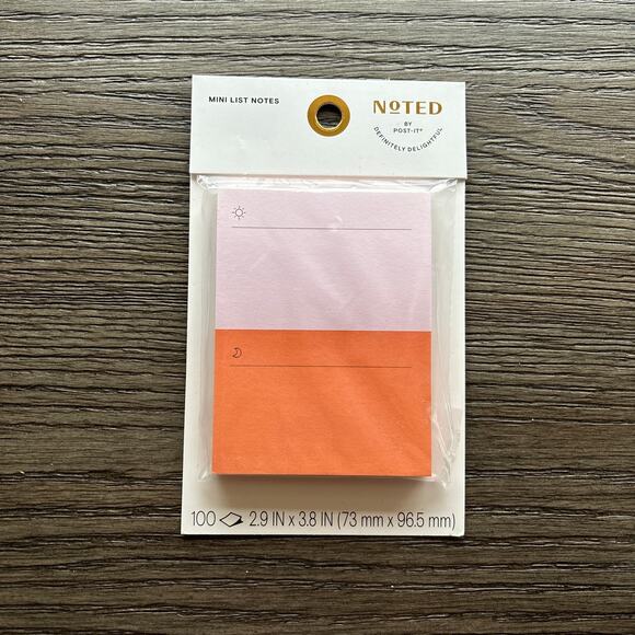 NOTED by Post-It Mini List Notes 100 Ct Pink Orange LOT OF 6 - Picture 1 of 4